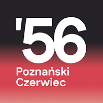 Na czerwono-czarnym tle napisać '56 Poznański Czerwiec
