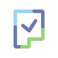 Grafika przedstawiająca symbol kartki i znaku akceptacji "V"