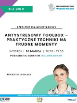 Zdjęcie kobiety w prawym dolnym rogu. Napisy na białym tle. Szczegółowe informacje na temat wydarzenia w treści artykułu.