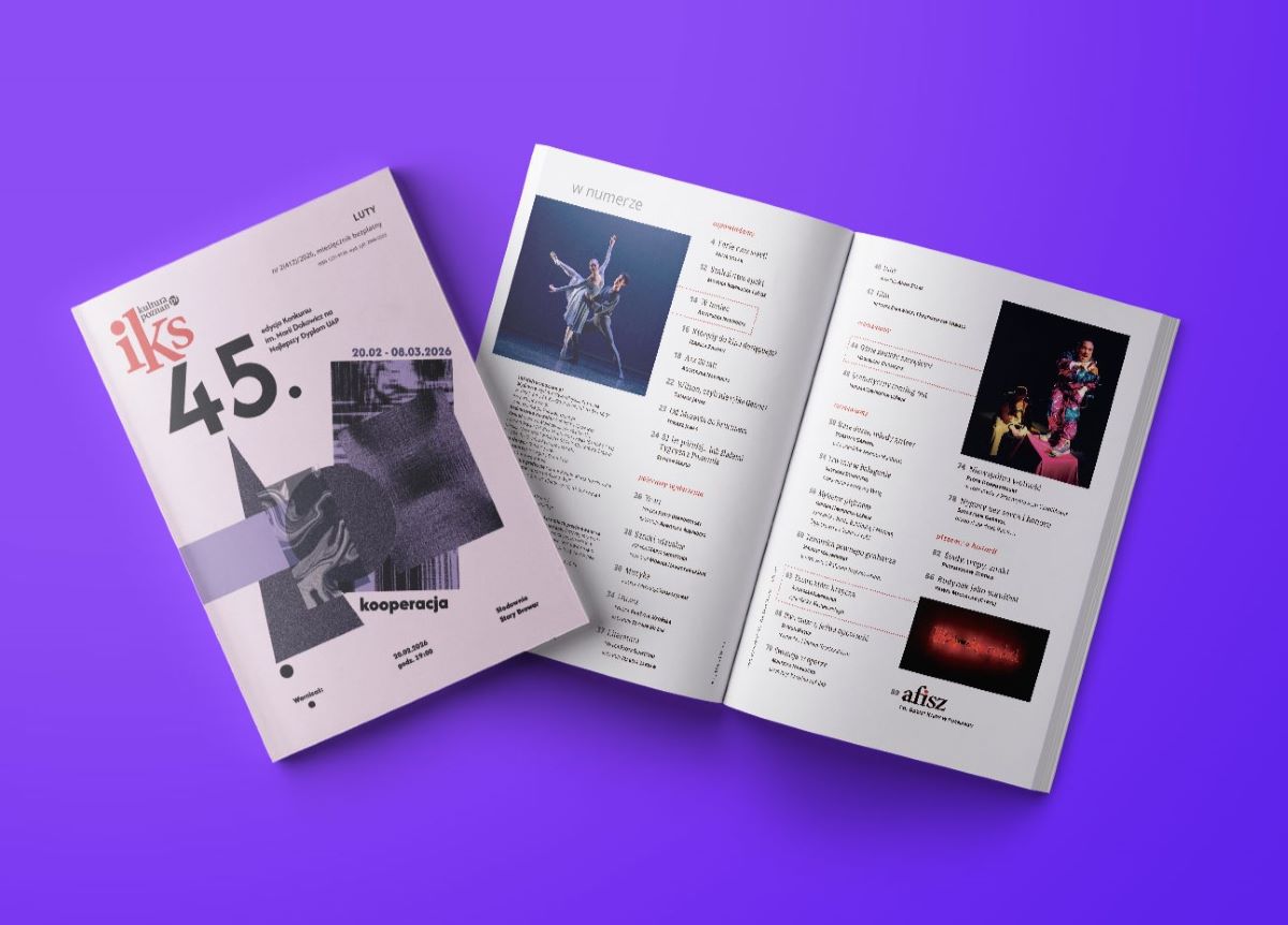 dwa egzemplarze czasopisma, jedno z widoczną okładką, drugie otwarte na spisie treści