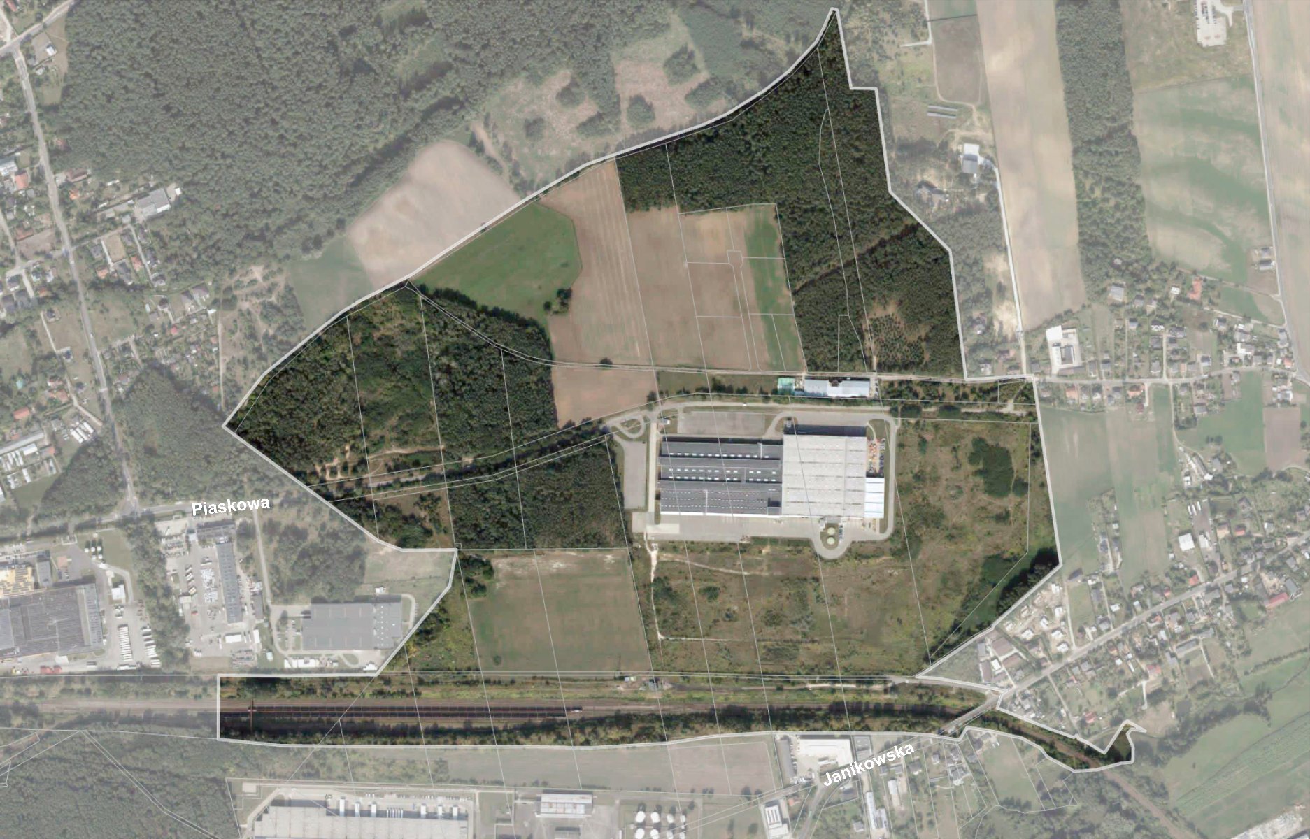 Fragment mapy miasta z zaznaczoną granicą projektu planu.