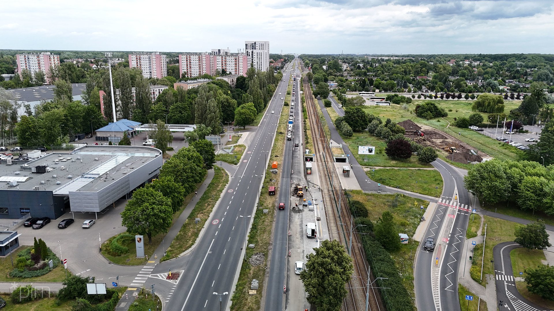Galeria zdjęć z lotu ptaka remontowwanego odcinka ul. Warszawskiej