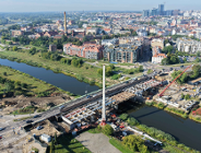 Galeria zdjęć z przebudowy Mostu Chrobrego. Widać stalową konstrukcję północnej części