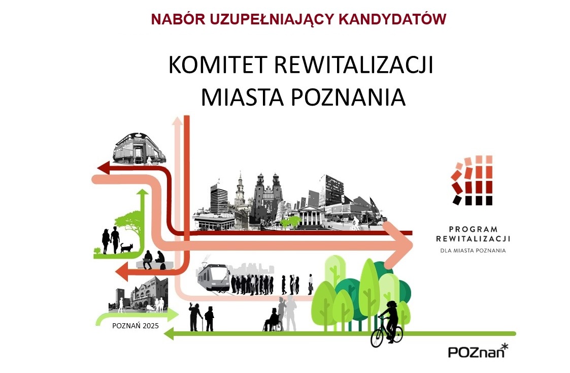 Grafika Gminnego Programu Rewitalizacji. Przedstawia czarno białe budynki, ludzi, drzewa.