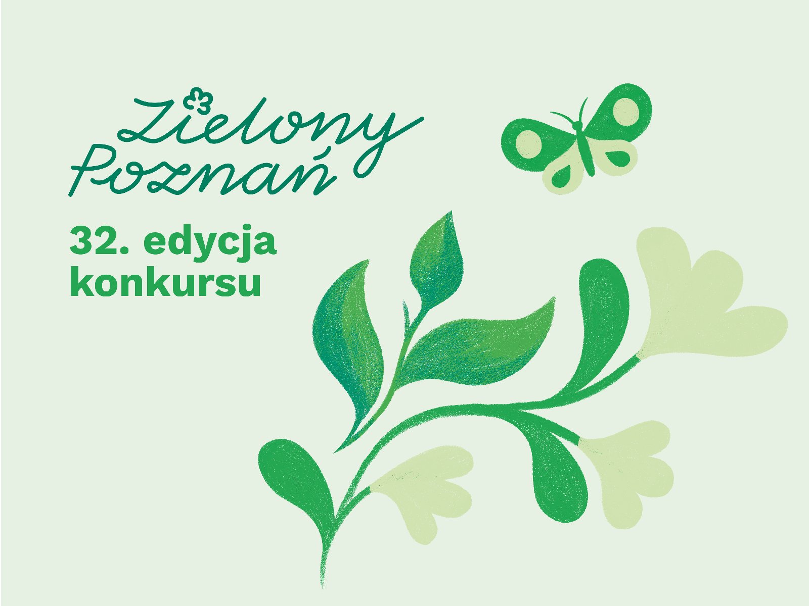 grafika konkursu,na zielony tle kwiat