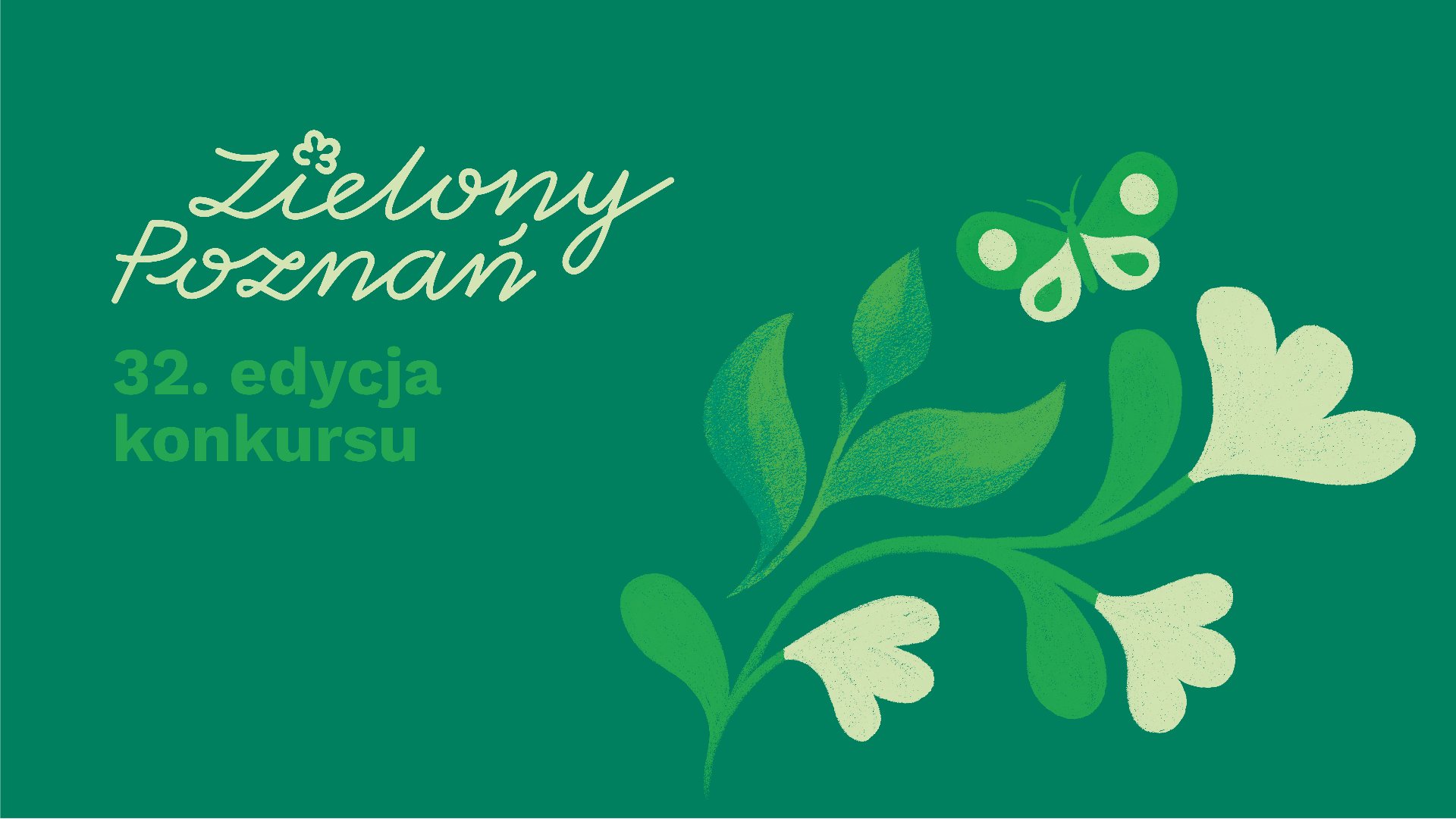 grafika konkursu,na zielony tle kwiat
