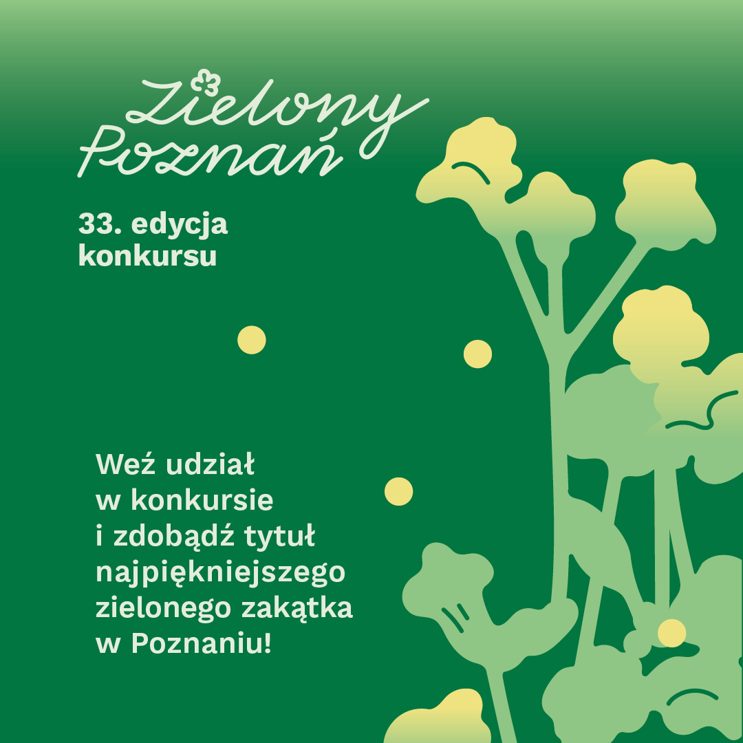 grafika konkursu na zielonym tle kwiat, którego płatki symbolizują działania na rzecz ekologii niezależnie od wieku.Grafika WDGIR