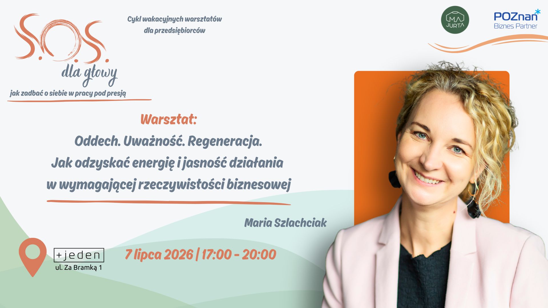 Grafika promująca szkolenie: Oddech. Uważność. Regeneracja - jak odzyskać energię i jasność działania w wymagającej rzeczywistości biznesowej