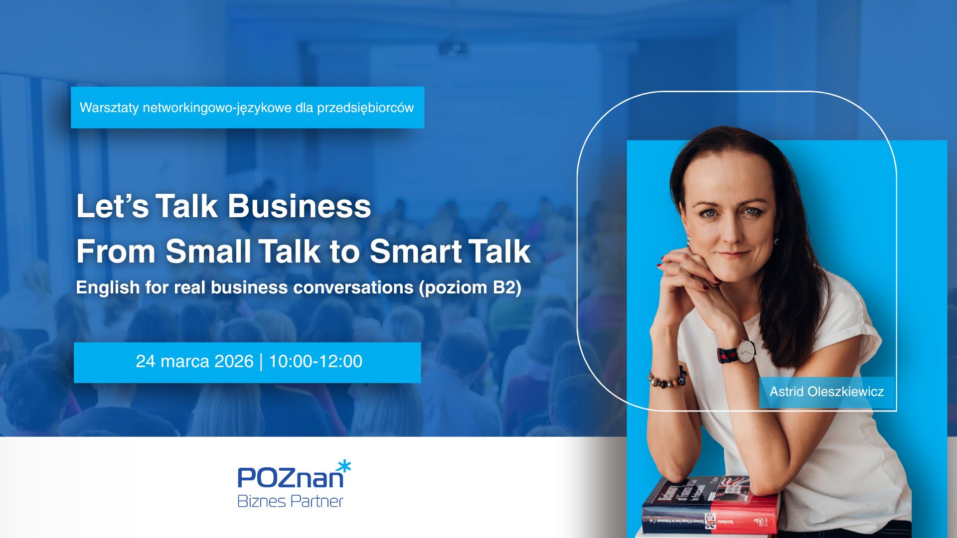 Grafika przedstawiająca trenerkę orz informacje organizacyjne warsztatów