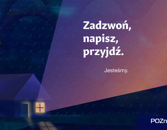 Grafika: rysunek domu z napisem: zadzwoń, napisz, przyjdź. Jesteśmy