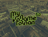 Grafika z wieżowcami Alf i napisem "My Name Is Poznań 5.0"