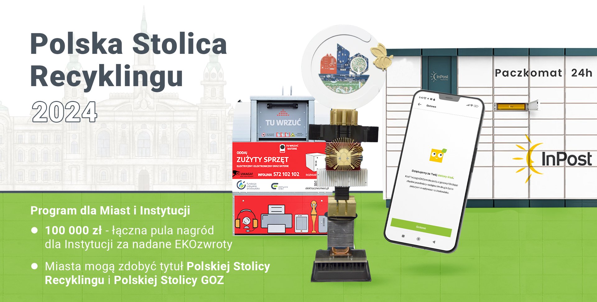 Grafika zapraszająca do udziału w konkursie Polska Stolica Recyklingu