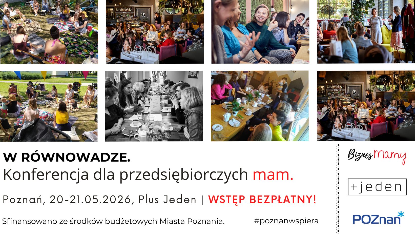 Grafika zapraszająca na konferencję W równowadze. Konferencja dla przedsiębiorczych mam