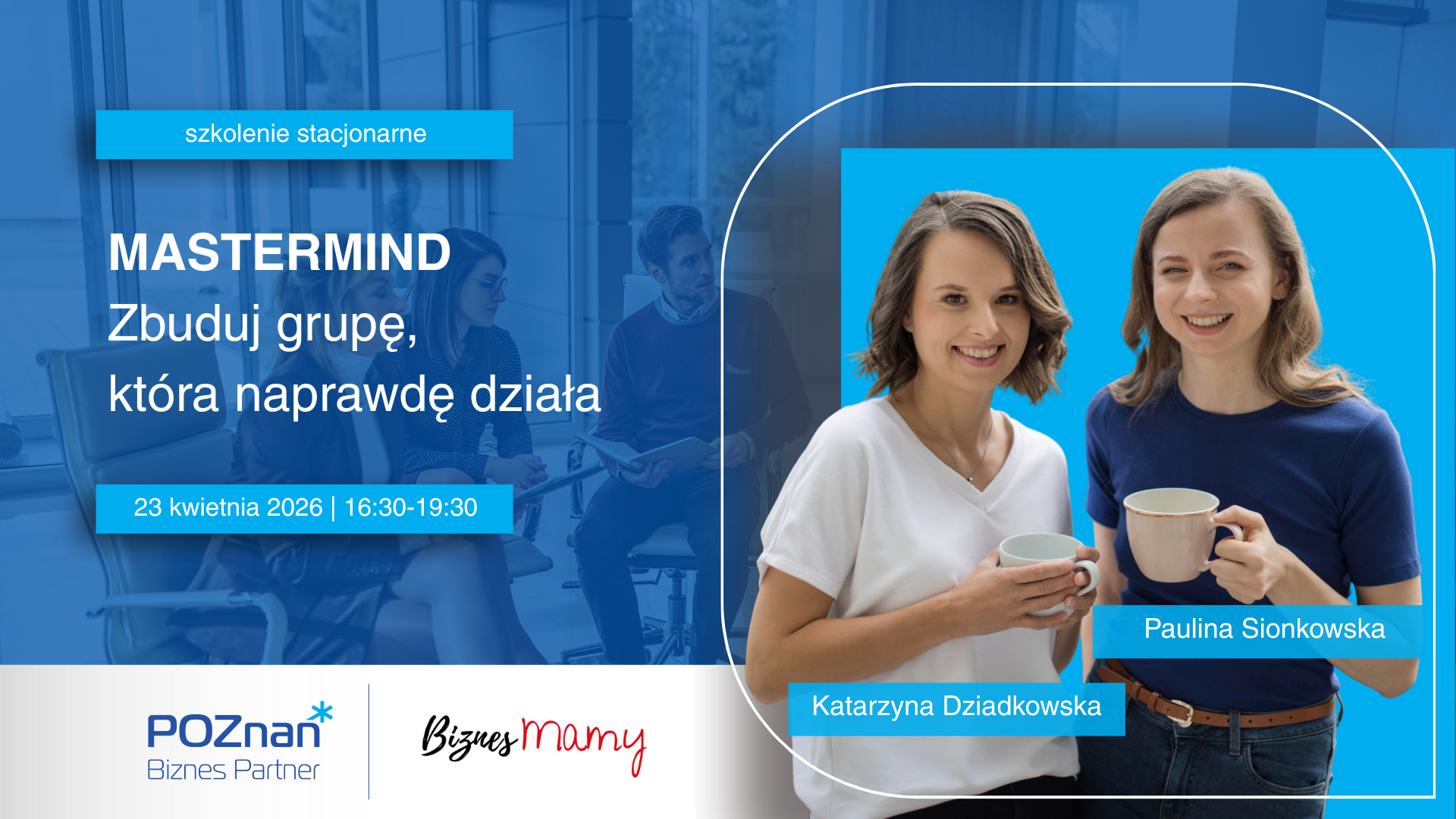 Grafika zapraszająca na spotkanie Mastermind - zbuduj grupę, która naprawdę działa!