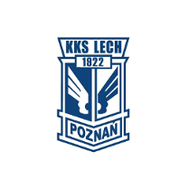 Herb Lecha Poznań - niebiesko-biały herb, na górze napis KKS Lech oraz data 1922, poniżej skrzydła Hermesa oraz na dole napis Poznań