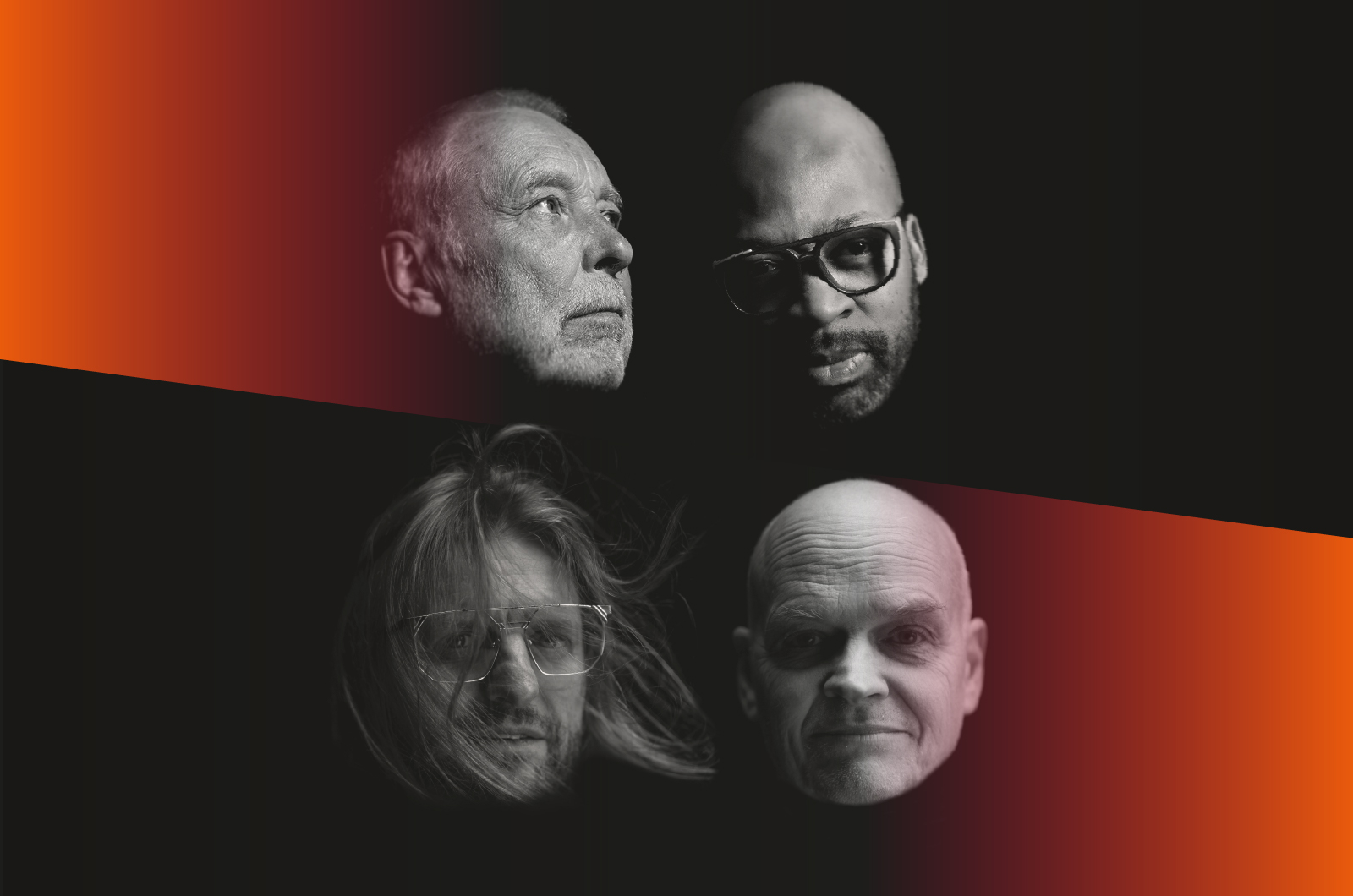 Kolaż zdjęć czterech muzyków, którzy wystąpią w Sali Ziemi