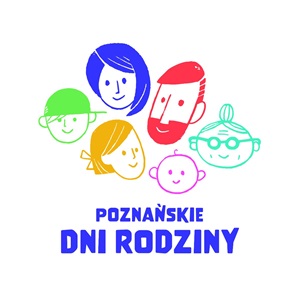 Logo Poznańskich Dni Rodziny 2025 - rysunki twarzy w różnym wieku