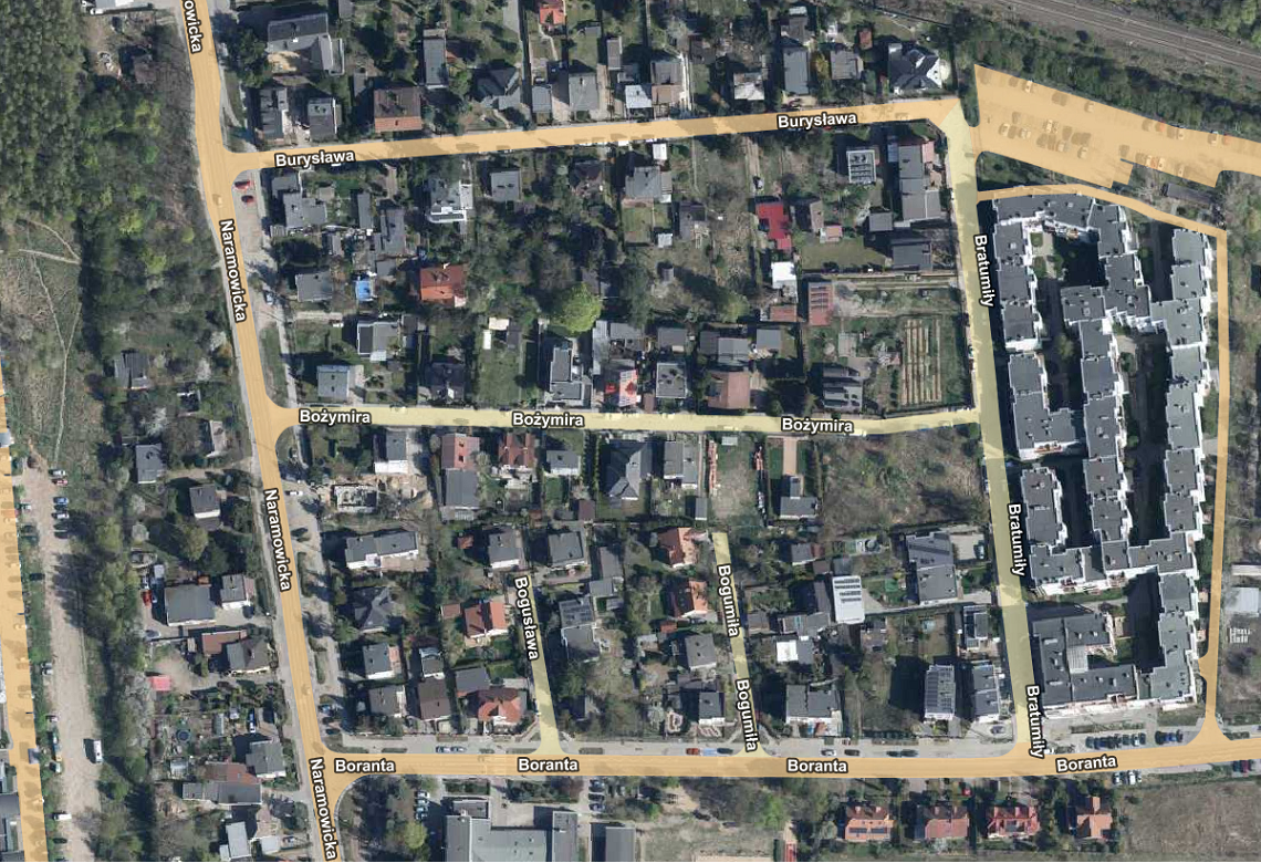 mapa lotnicza z przybliżonym obszarem będącym przedmiotem interpelacji która jest opisana w treści artykułu