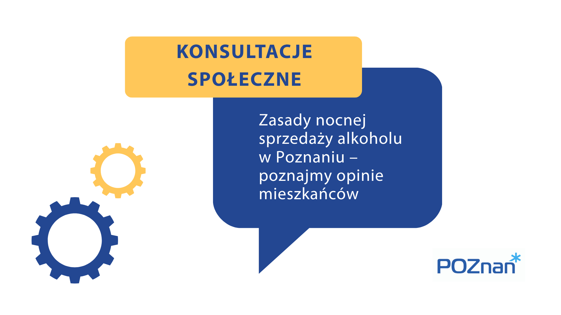 Na białym tle koła zębate w kolarach żółtym i niebieskim+ tytuł konsultacji na grantowym dymku