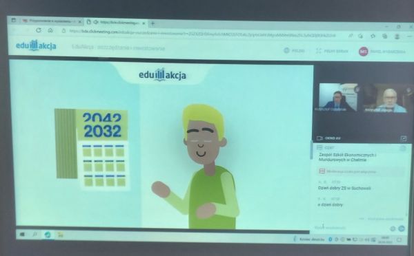 Na grafice przedstawiono lekcje ekonomii.