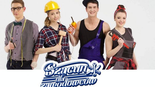 Na grafice przedstawiono napis " Szacun dla zawodowców" oraz profesjonalistów w różnych zawodach.