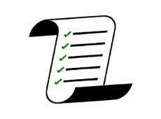 Na obrazku widać grafikę listy - rozwijającą się kartkę papieru z zielonymi odhaczeniami przy pozycjach z listy.