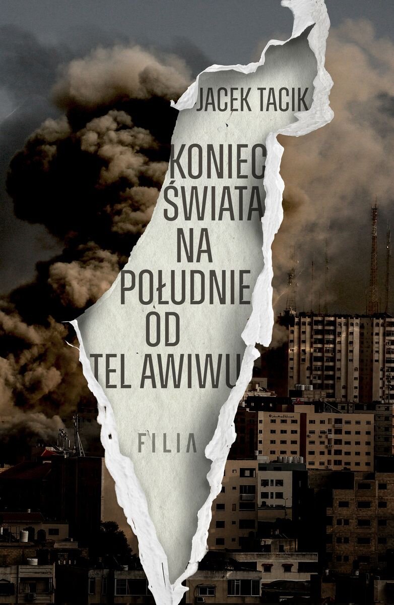 Okładka książki. Zdjęcie wojenne zestawione z rozdartą graficznie stroną tytułową.