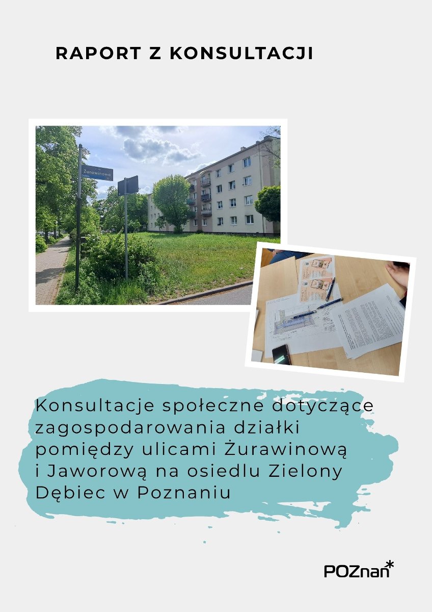 Okładka - raportu z konsultacji ze zdjęciami działki i formularzy konsultacyjnych