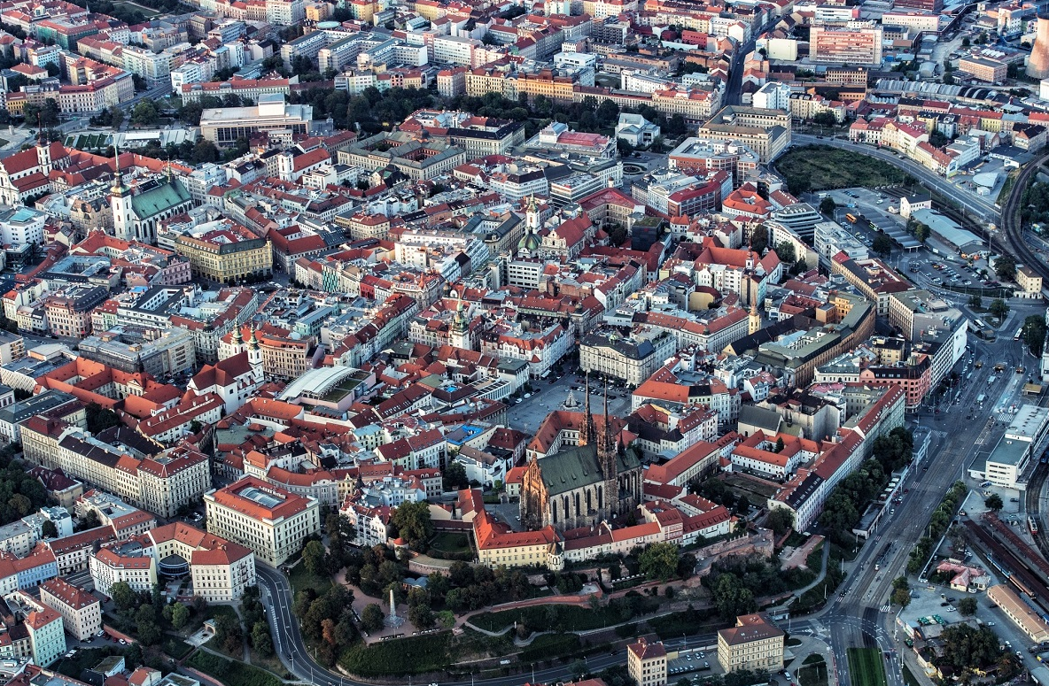 panorama części staromiejskiej miasta z lotu ptaka