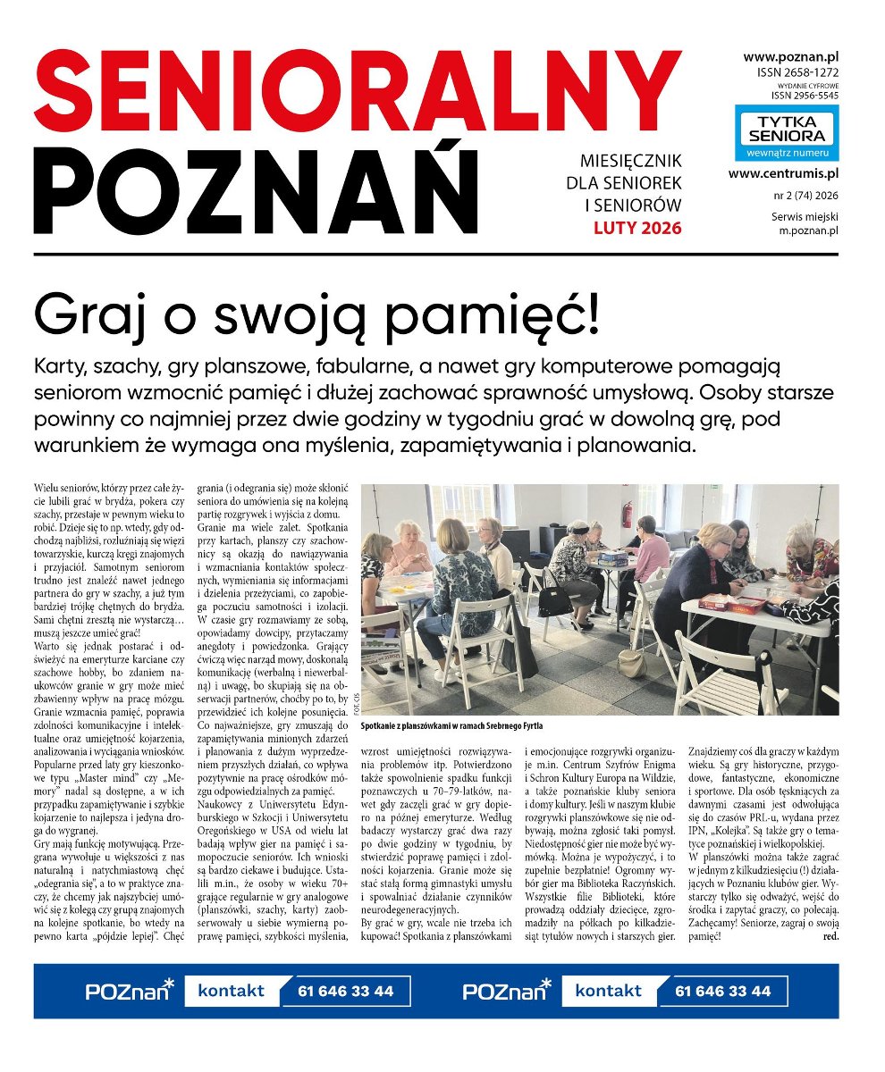 Pierwsza strona gazety "Senioralny Poznań"