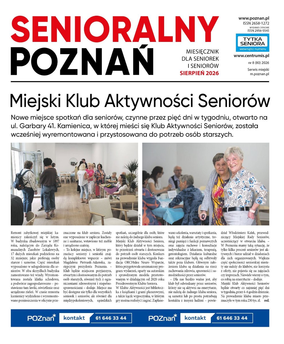 Pierwsza strona gazety "Senioralny Poznań"