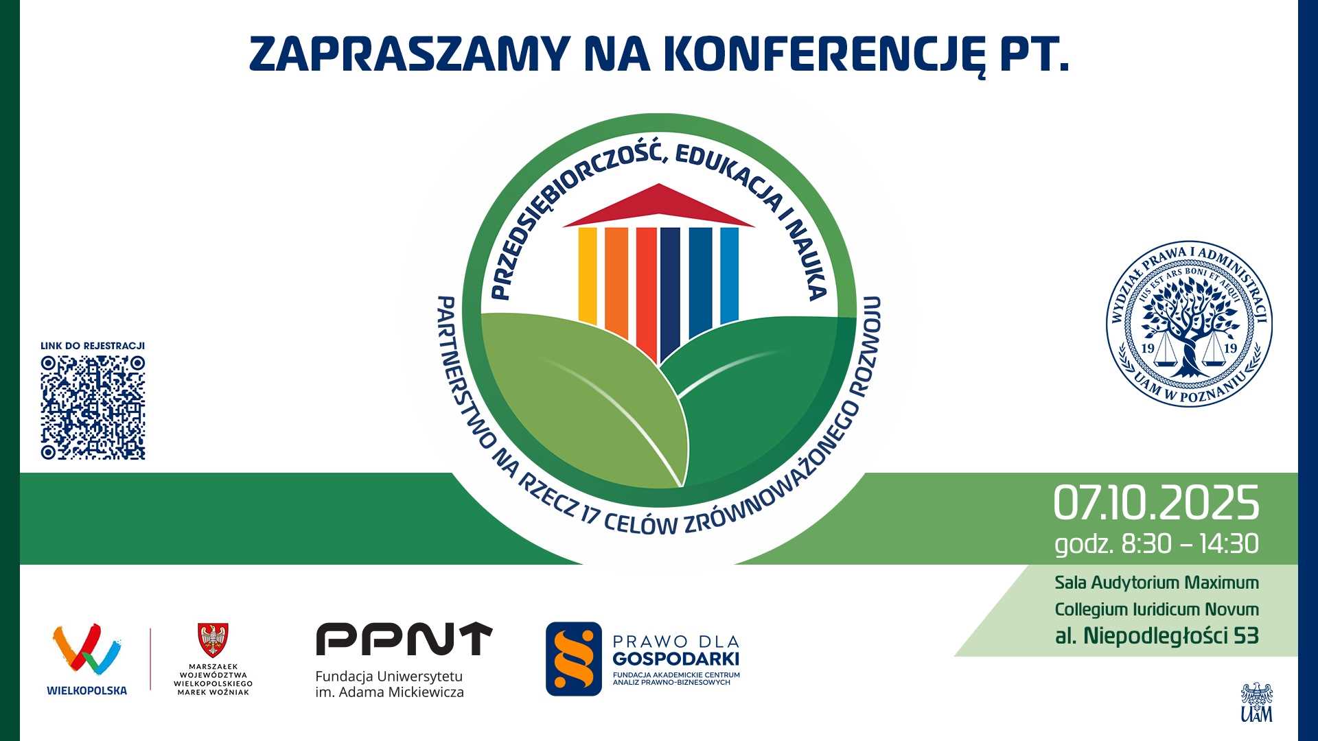 plakat konferencji z zaproszeniem. konferencja odbywa się 7 października 2025 na al. Niepodległości 53