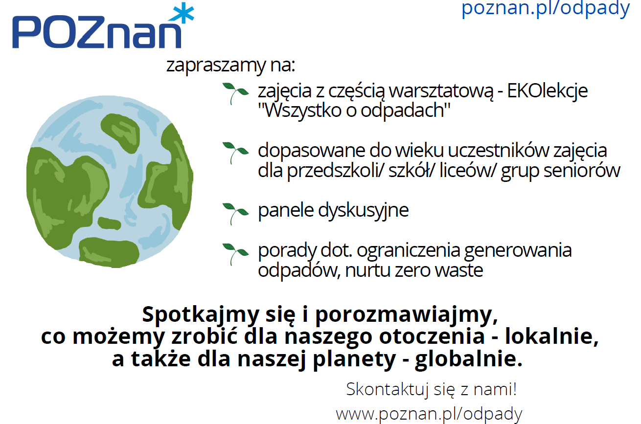 Plakat o ekolekcjach, rysunek naszej planety, z boku napisy informujące o ekolekcjach.