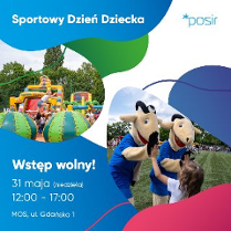 Plakat przedstawia dwa zdjęcia. Jedno przedstawia dmuchany zamek i tor przeszkód, a drugie dziecko bawiące się z dwoma maskotkami koziołków. Wokół informacje o wydarzeniu zawarte w treści artykułu.