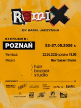 Plakat o żółtopomarańczowym tle. Centralnie umieszczony tytuł ma formę kolażu z liter w różnych kolorach i stylach. Poniżej widnieją informacje o wydarzeniu zawarte w treści artykułu. Na dole znajdują się logotypy partnerów wydarzenia.