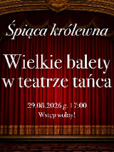 Białe napisy, w tle czerwona kurtyna. Na plakacie widoczne są informacje o wydarzeniu zawarte w treści artykułu.