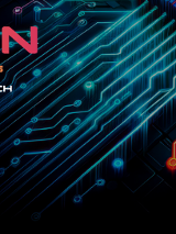 Plakat z ciemnym tłem przedstawiającym schematy i linie układów elektronicznych w niebiesko‑czerwonych barwach. Na środku umieszczono nazwę wydarzenia "IN.SE.CON" oraz informacje o wydarzeniu, zawarte w treści artykułu.