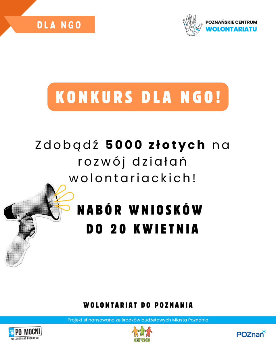plakt przedstawia dłoń trzymającą megafon oraz informacje zwizane z regrantingiem.