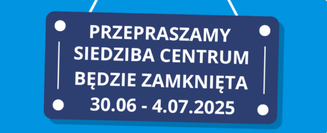 plansza z napisem przepraszamy siedzina centrum będzie zamknięta