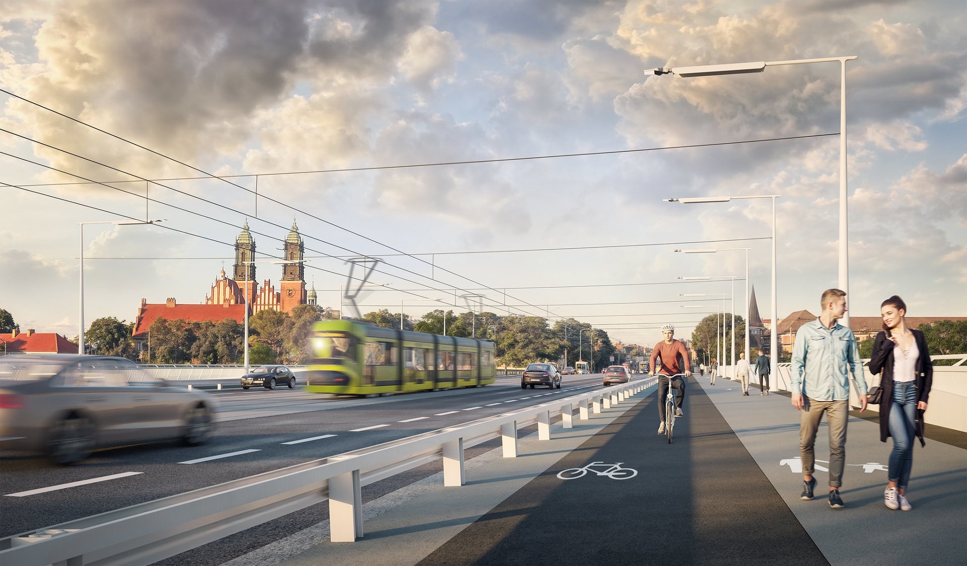 Poglądowa wizualizacja przebudowanego mostu Chrobrego