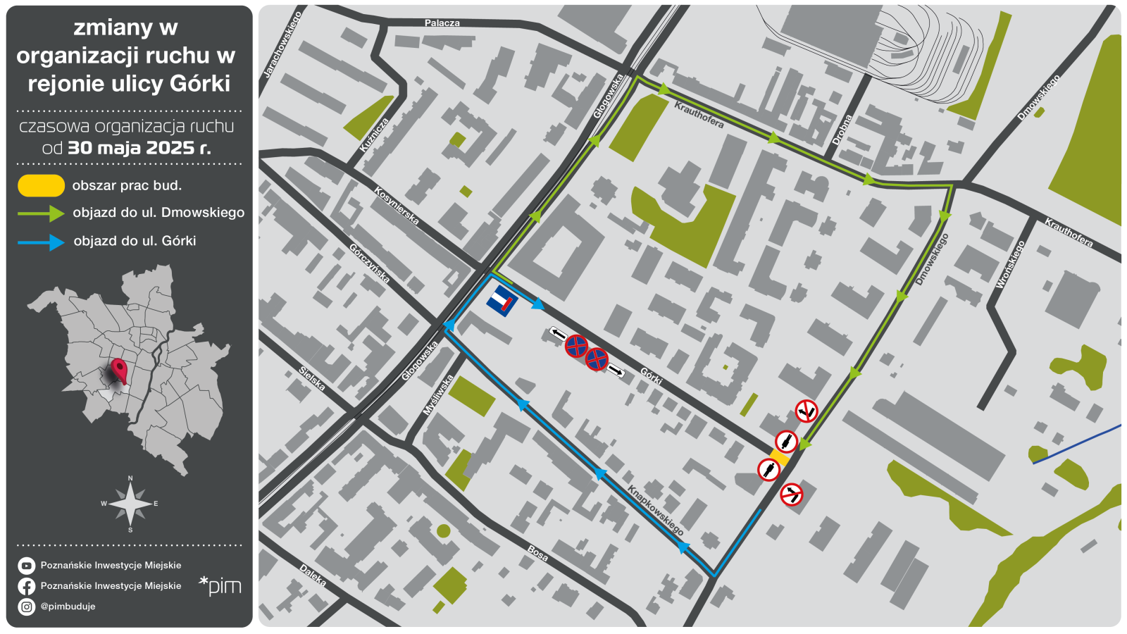 Schemat organizacji ruchu w rejonie ul. Dmowskiego