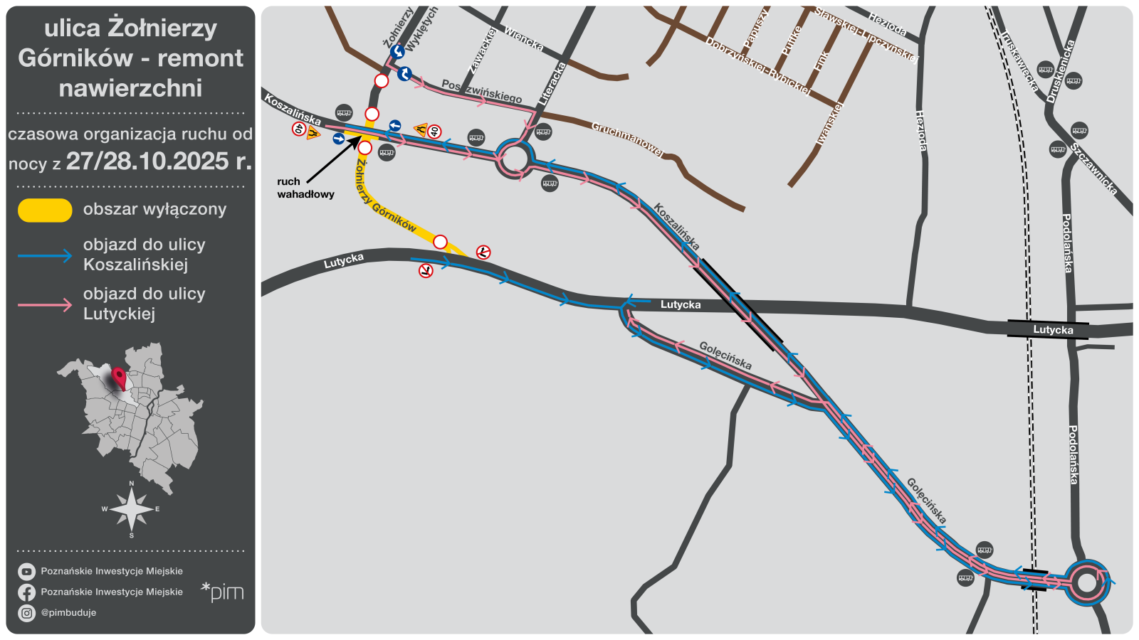Schemat z zaznaczonymi miejcami zmian organizacji