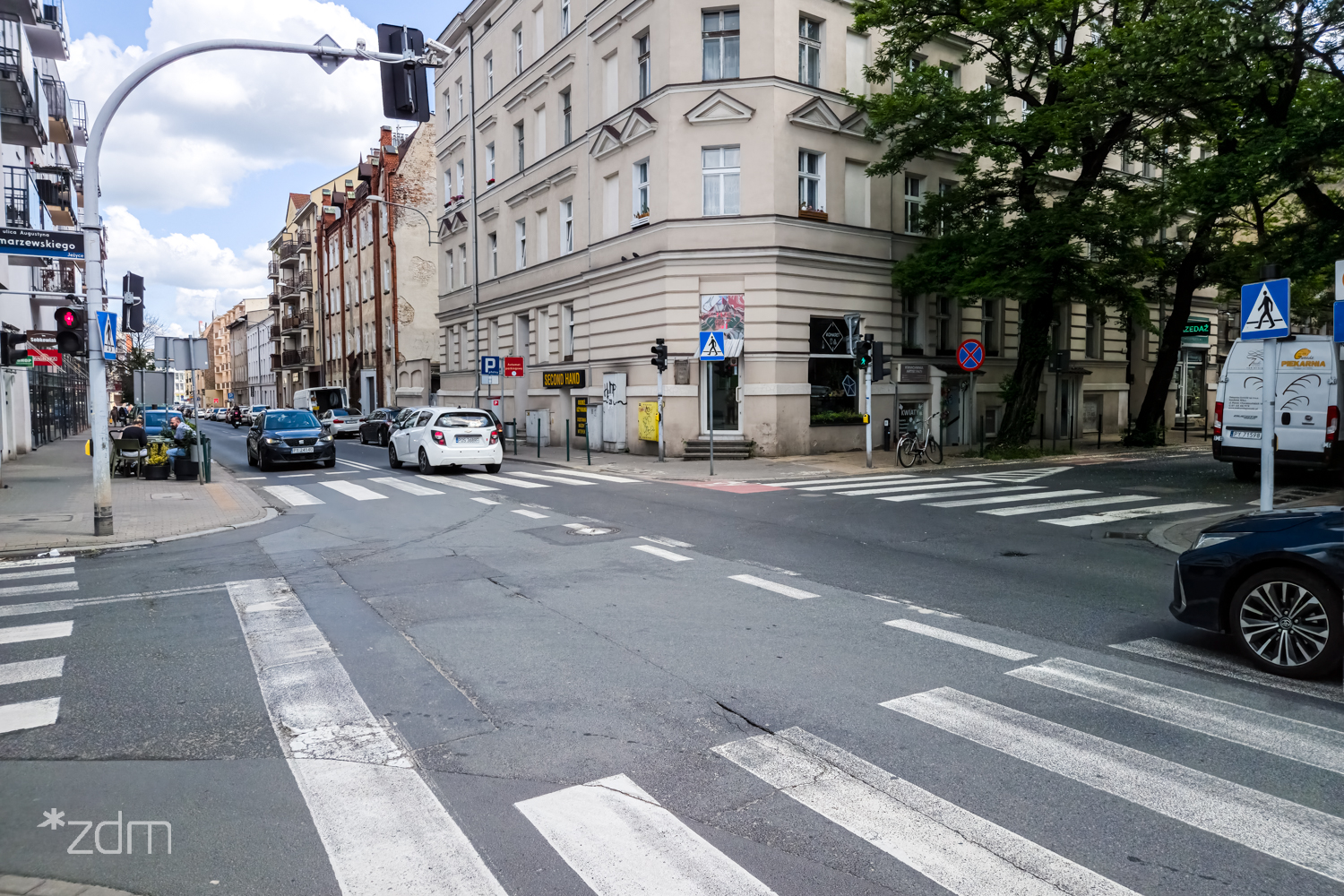 Skrzyżowanie ulic Szamarzewskiego i Polnej przed przebudową