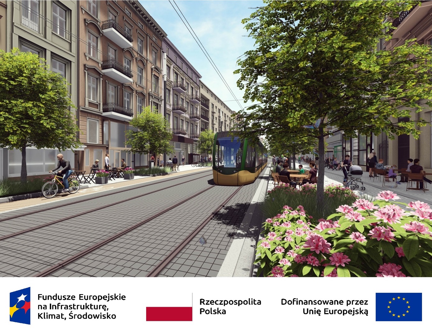 Tramwaj w ulicy Ratajczaka. Wizualizacja jak nadjeżdża tramwaj nową trasą.