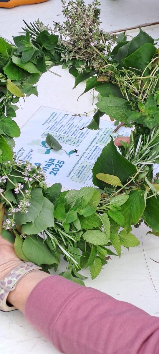 Wianek wykonany na warsztatach z tworzenia ziołowych wianków.