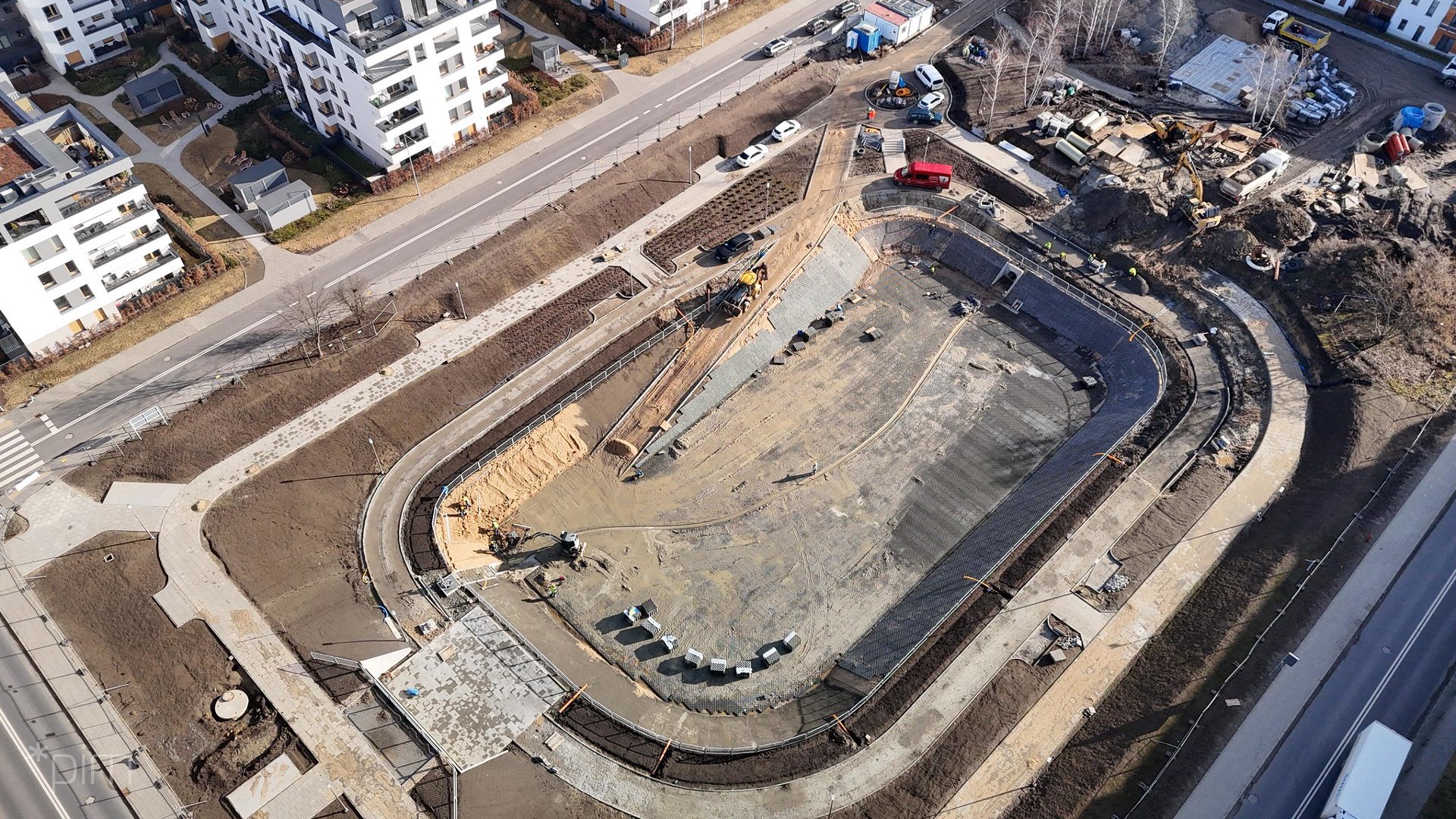 Zdjęcie prac przy budowie zbiornika retencyjnego na Łacinie