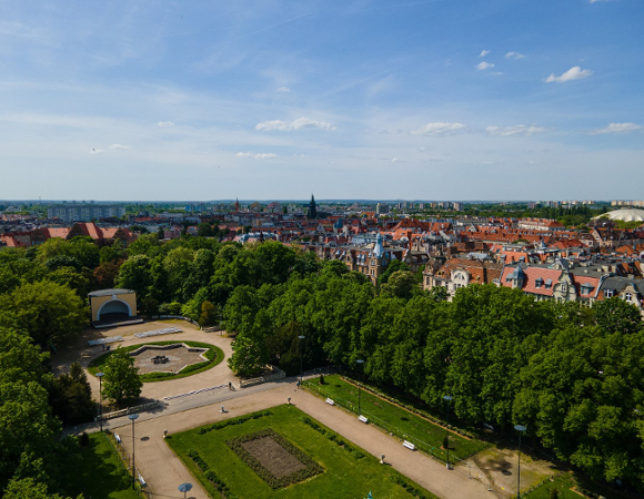 Zdjęcie przedstawia Park Wilsona z lotu ptaka.