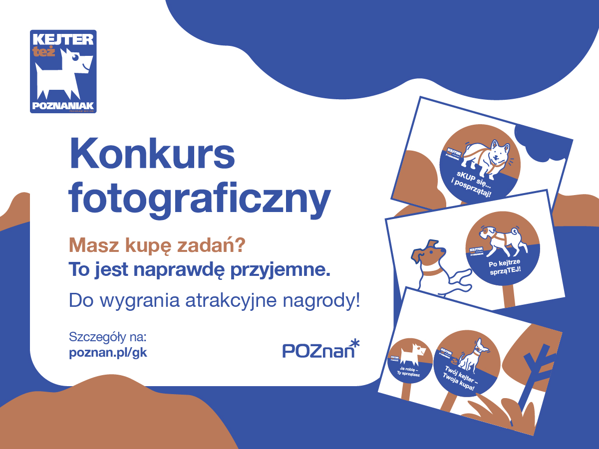Zdjęcie przedstawia psa siedzacego przy tabliczce informującej o tym, że po psie należy sprzątać.