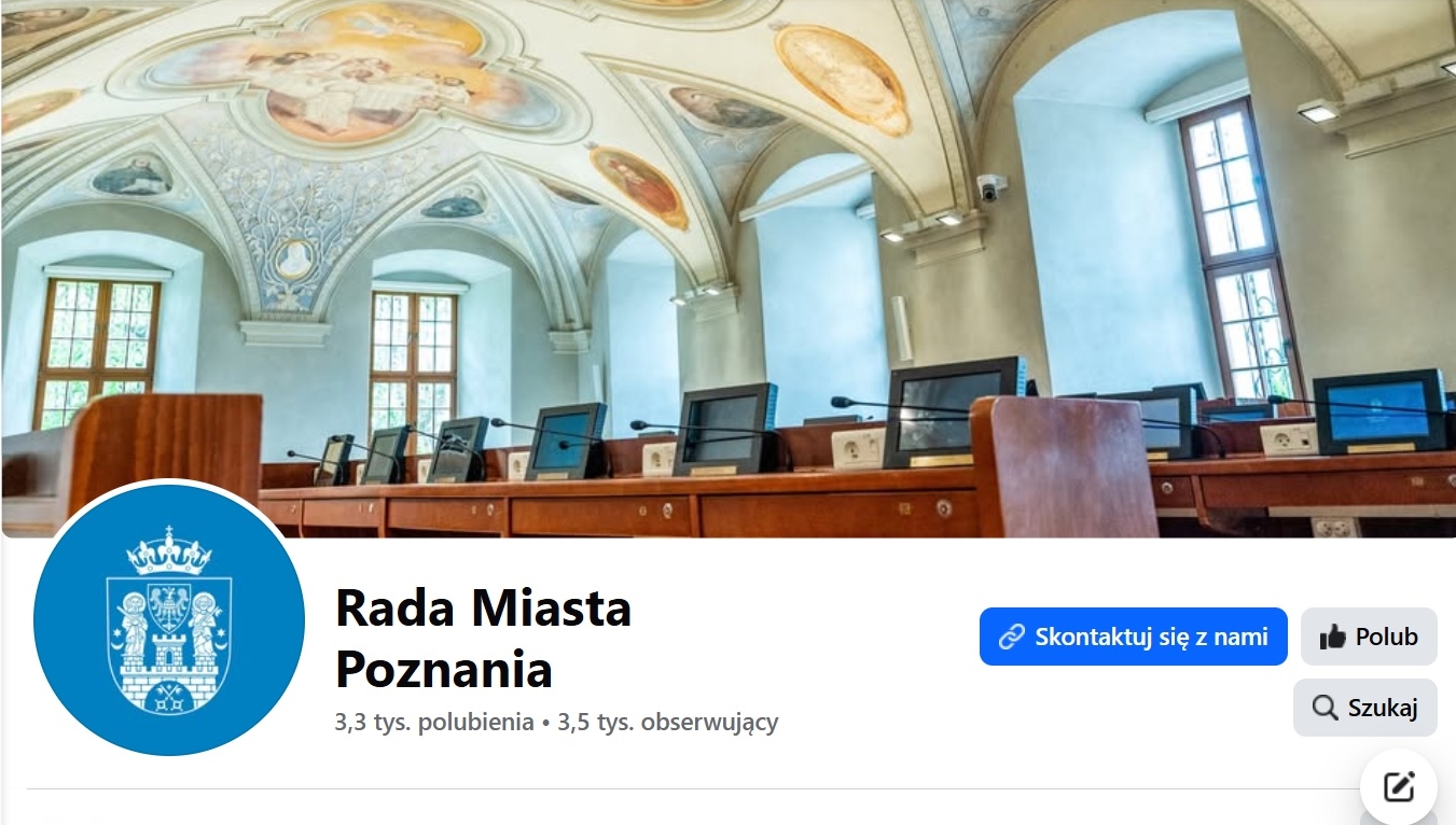 Zrzut z ekranu profilu Rady Miasta Poznania na Facebooku: www.facebook.com/RadaMiastaPoznania