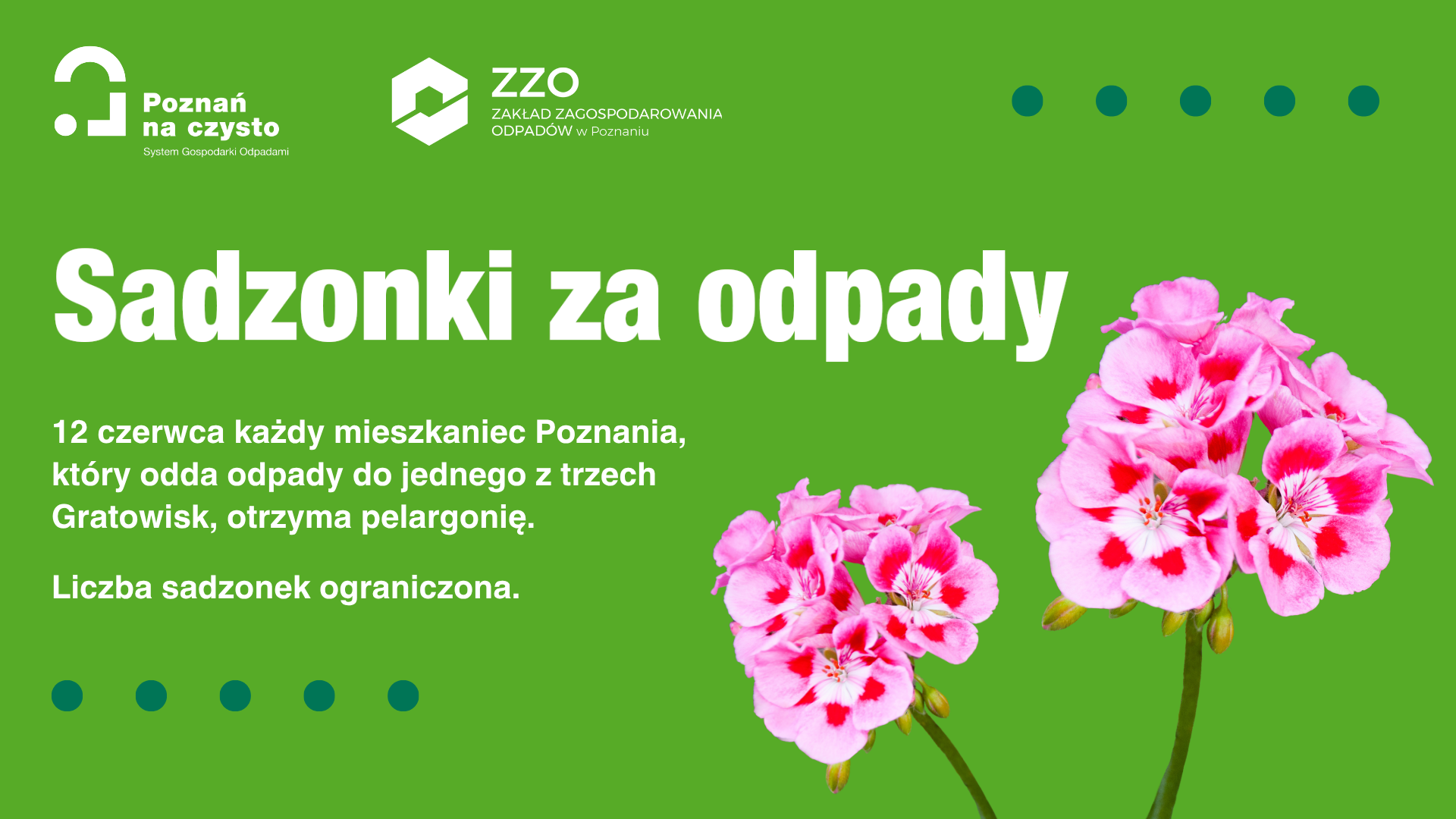 Grafika informuje o akcji wymiany odpadów na sadzonki w poznańskich Gratowiskach